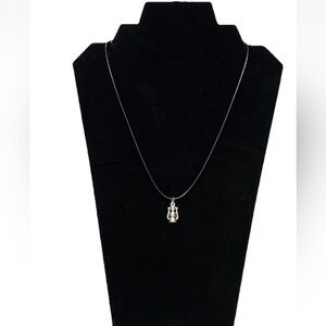 Silver Toned Lantern Charm Necklace Black Leather Cord Hope Protection Charm